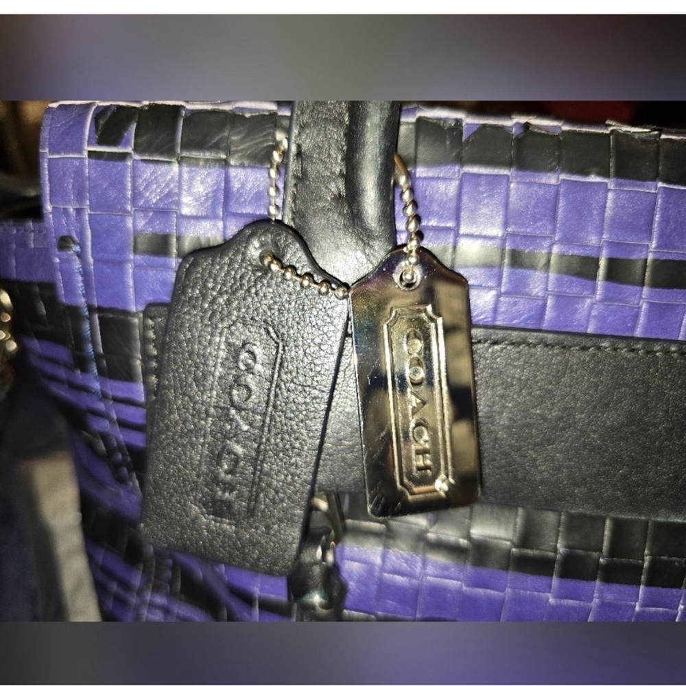 Coach Woven Purple and Black Tote/crossbody